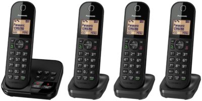 Panasonic - Cordless Telephone & Answer Machine - Quad